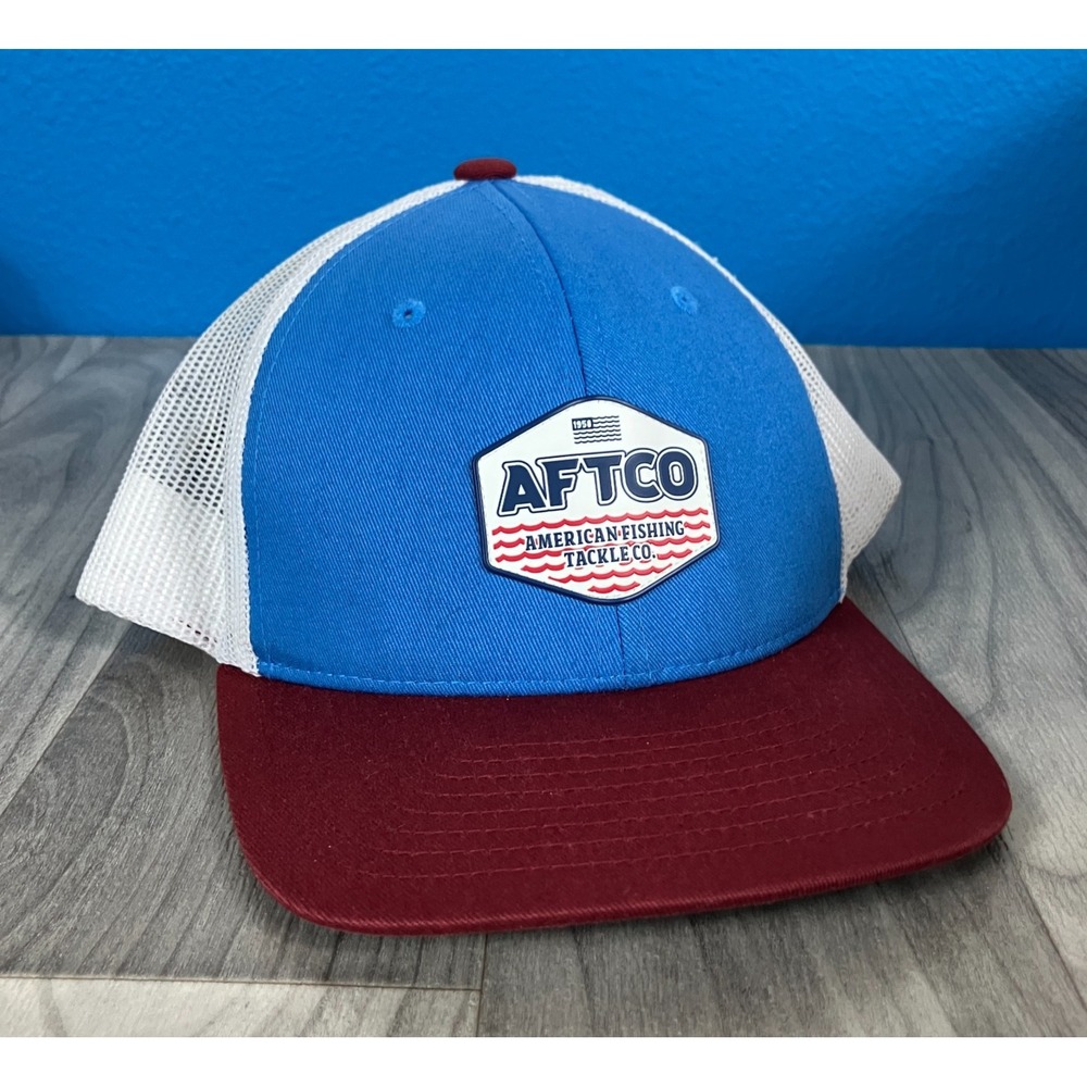 AFTCO Snap Back Hat American Fishing Tackle Co Blue‎ Maroon Adjustable